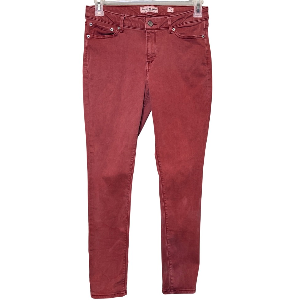 Lucky Brand Lolita Skinny Jeans Womens 10/30 Brick Red Mid‎ Rise Stretch Denim